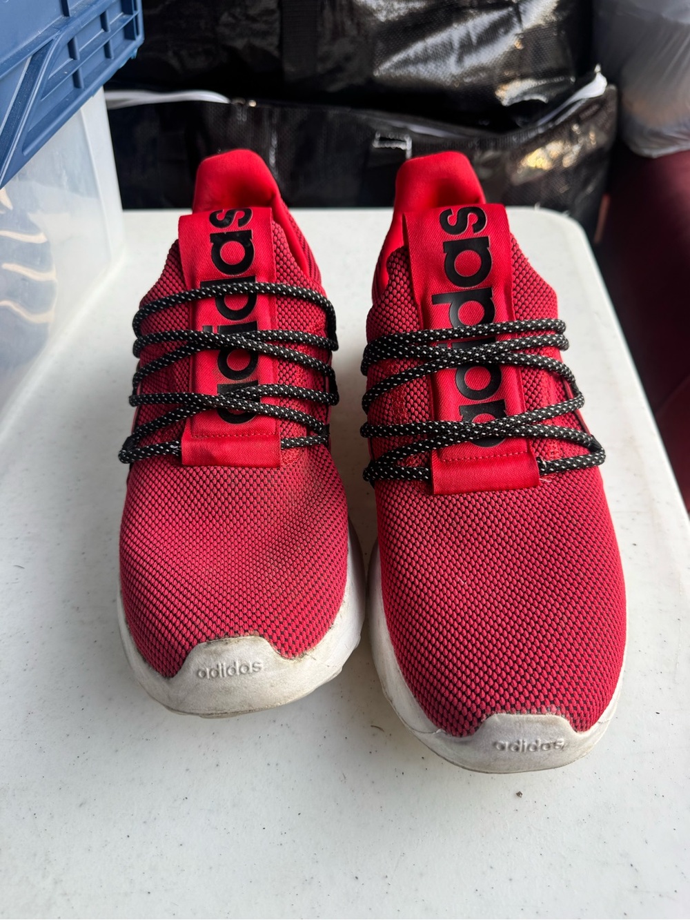adidas Red Mesh Athletic Sneakers with Black Accent Laces